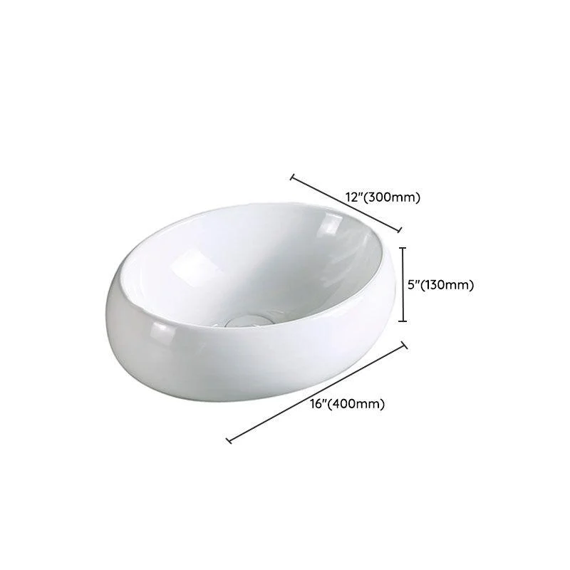 Modern Vessel Bathroom Sink Porcelain with Pop-Up Drain Vessel Sink without Tap -Bathlova