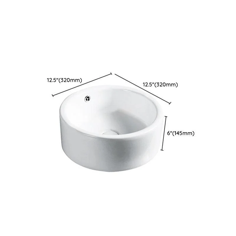 Modern Vessel Bathroom Sink Porcelain with Pop-Up Drain Vessel Sink without Tap -Bathlova