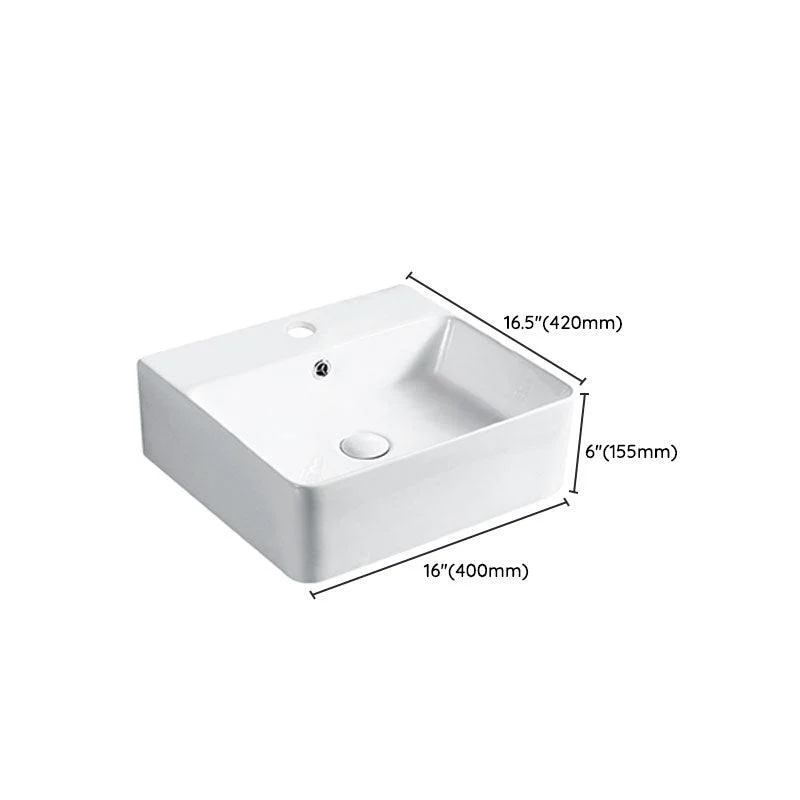 Modern Vessel Bathroom Sink Porcelain with Pop-Up Drain Vessel Sink without Tap -Bathlova