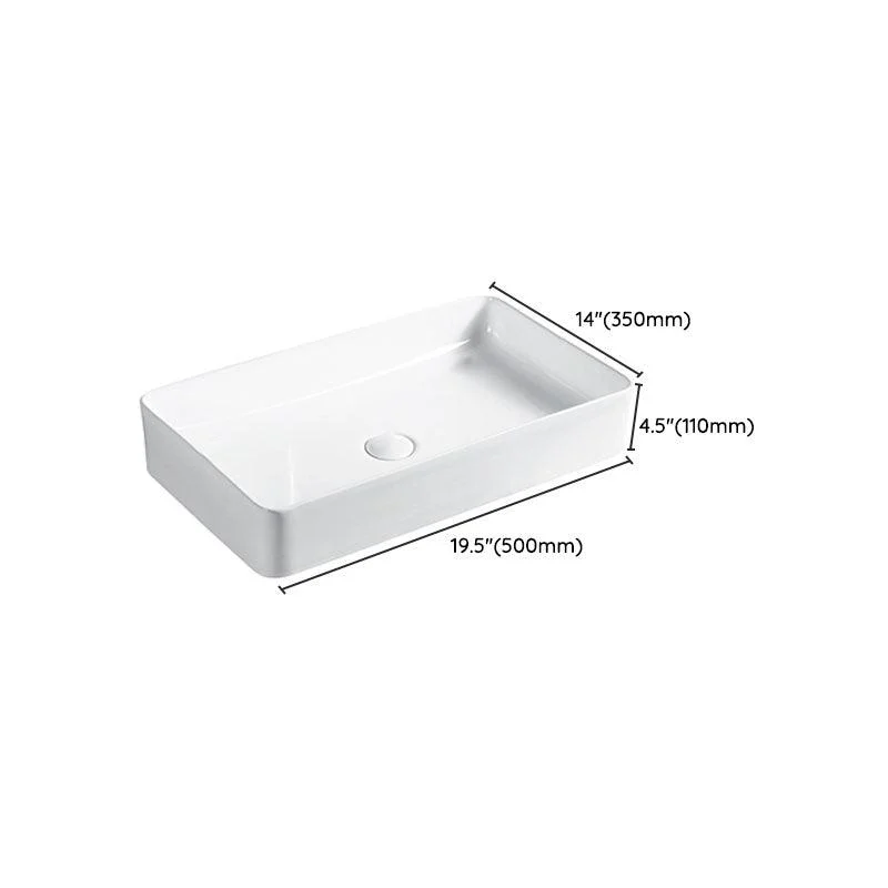 Modern Vessel Bathroom Sink Porcelain with Pop-Up Drain Vessel Sink without Tap -Bathlova