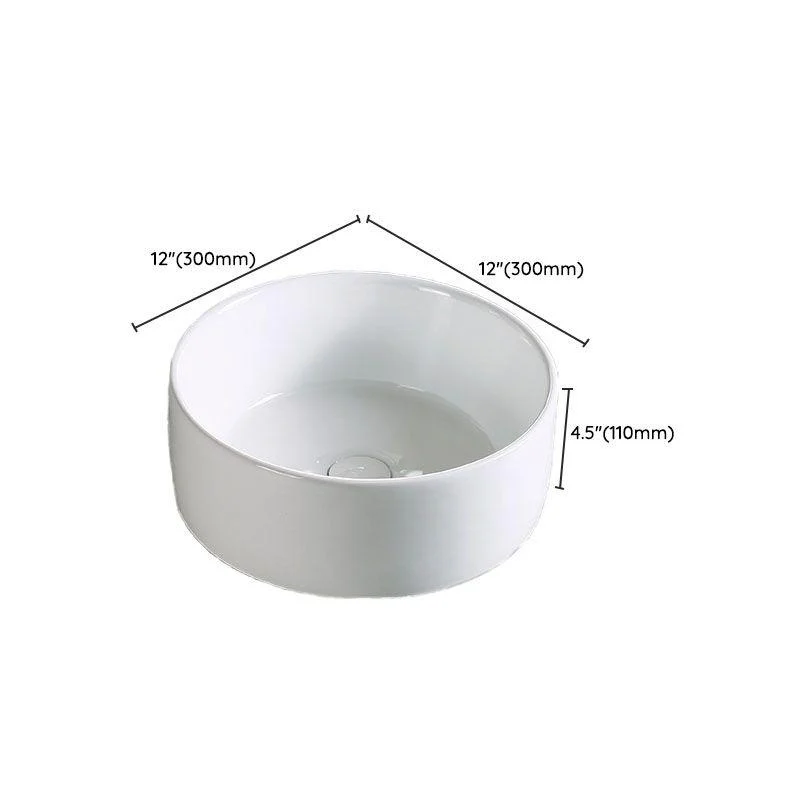 Modern Vessel Bathroom Sink Porcelain with Pop-Up Drain Vessel Sink without Tap -Bathlova