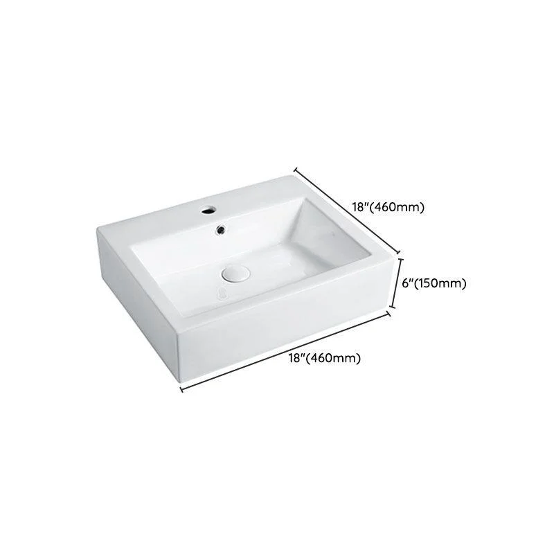 Modern Vessel Bathroom Sink Porcelain with Pop-Up Drain Vessel Sink without Tap -Bathlova