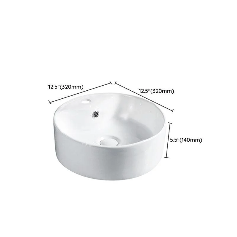 Modern Vessel Bathroom Sink Porcelain with Pop-Up Drain Vessel Sink without Tap -Bathlova