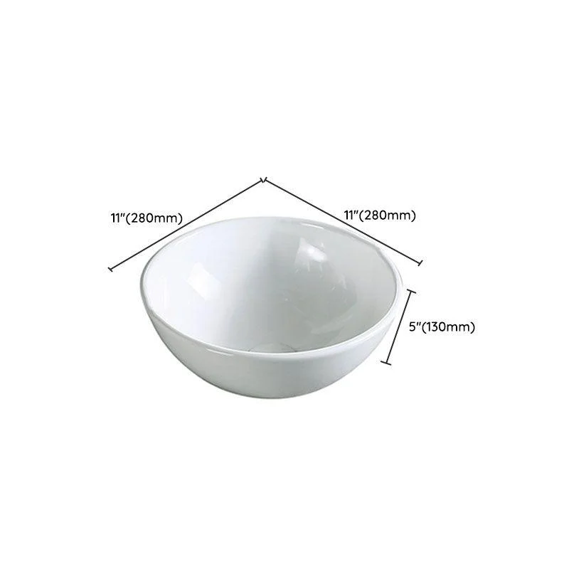 Modern Vessel Bathroom Sink Porcelain with Pop-Up Drain Vessel Sink without Tap -Bathlova