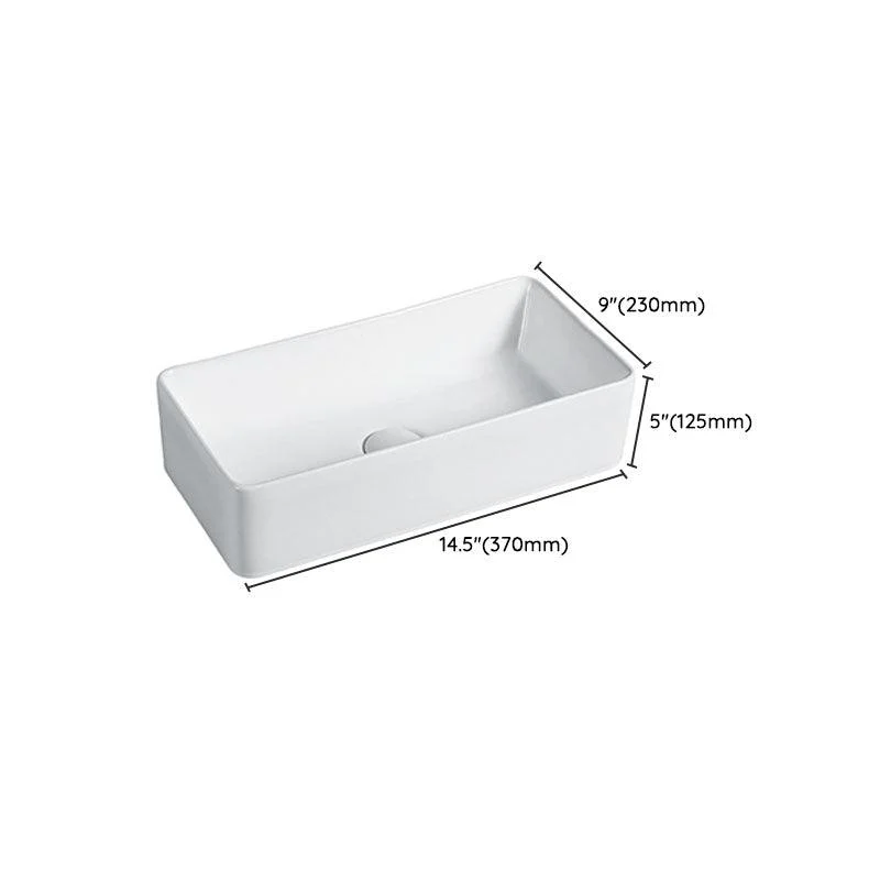 Modern Vessel Bathroom Sink Porcelain with Pop-Up Drain Vessel Sink without Tap -Bathlova