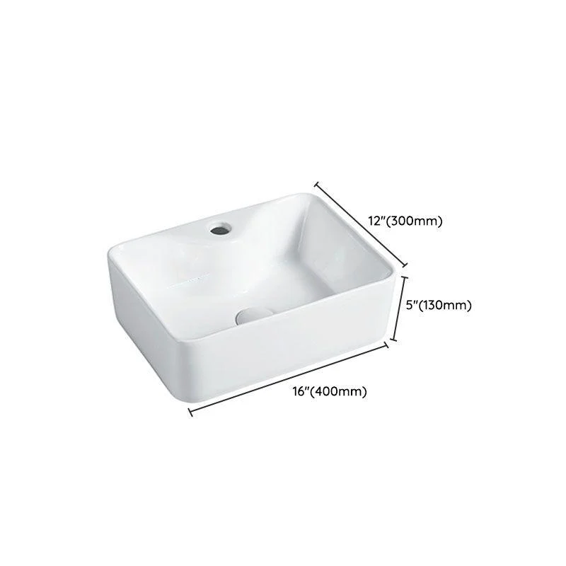 Modern Vessel Bathroom Sink Porcelain with Pop-Up Drain Vessel Sink without Tap -Bathlova