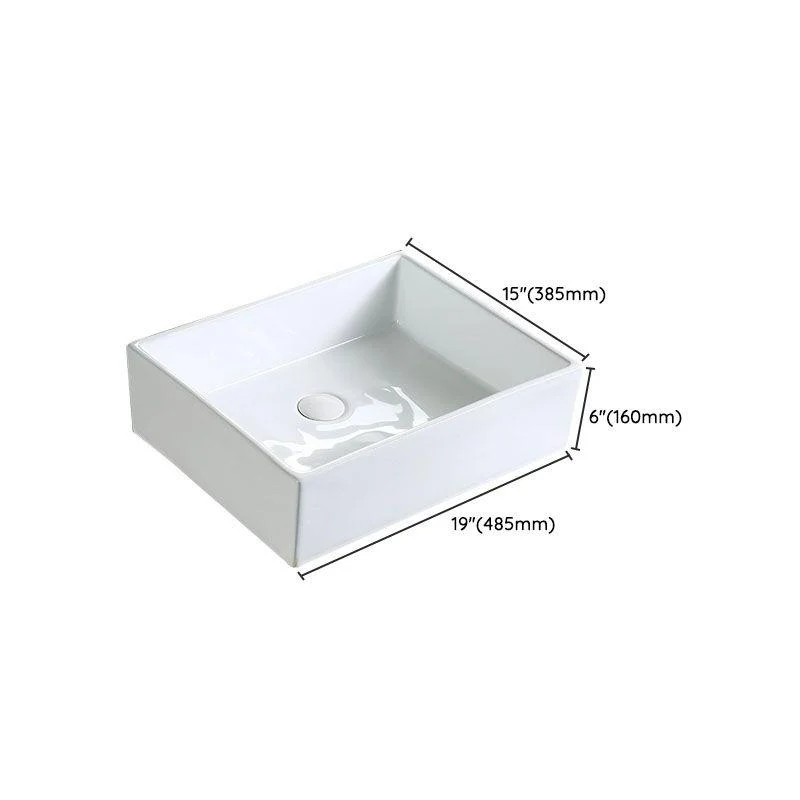 Modern Vessel Bathroom Sink Porcelain with Pop-Up Drain Vessel Sink without Tap -Bathlova