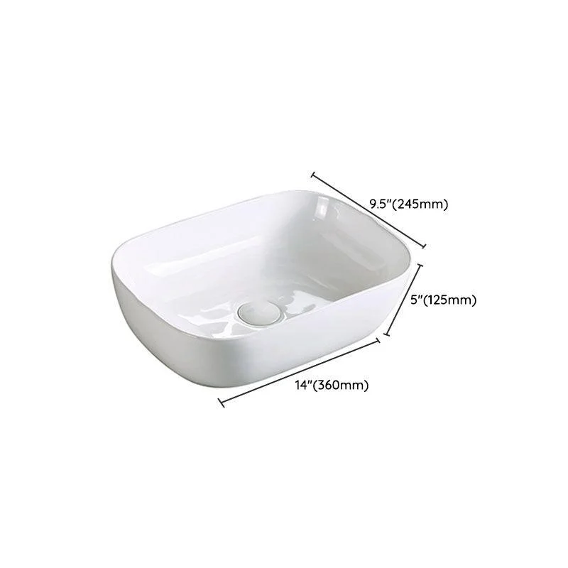 Modern Vessel Bathroom Sink Porcelain with Pop-Up Drain Vessel Sink without Tap -Bathlova