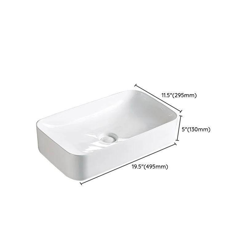 Modern Vessel Bathroom Sink Porcelain with Pop-Up Drain Vessel Sink without Tap -Bathlova