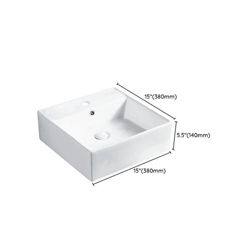 Modern Vessel Bathroom Sink Porcelain with Pop-Up Drain Vessel Sink without Tap -Bathlova