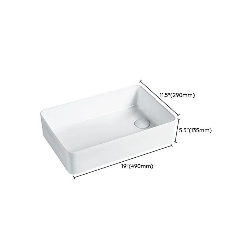 Modern Vessel Bathroom Sink Porcelain with Pop-Up Drain Vessel Sink without Tap -Bathlova