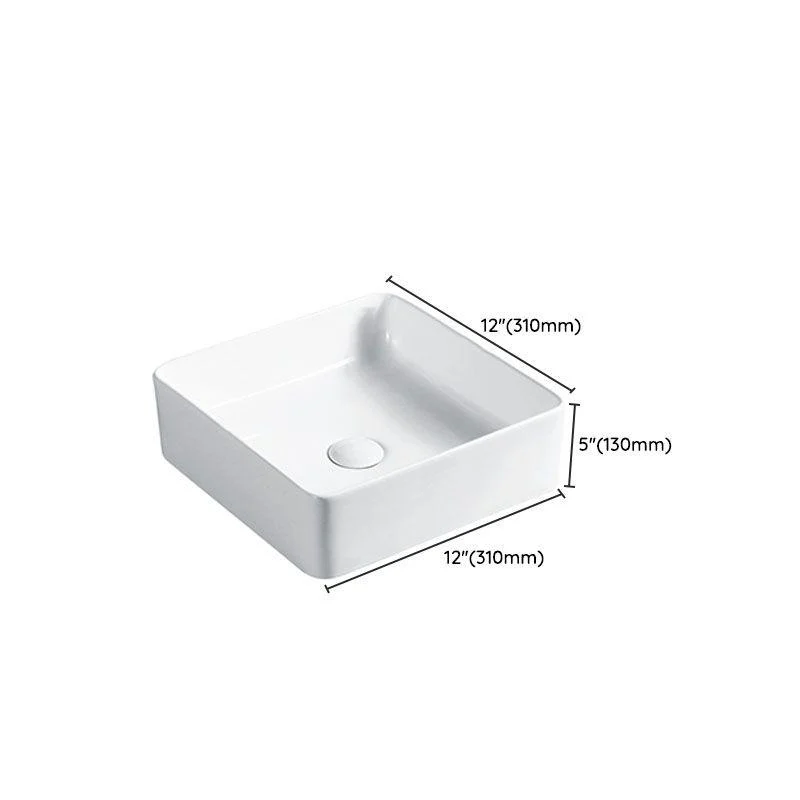 Modern Vessel Bathroom Sink Porcelain with Pop-Up Drain Vessel Sink without Tap -Bathlova