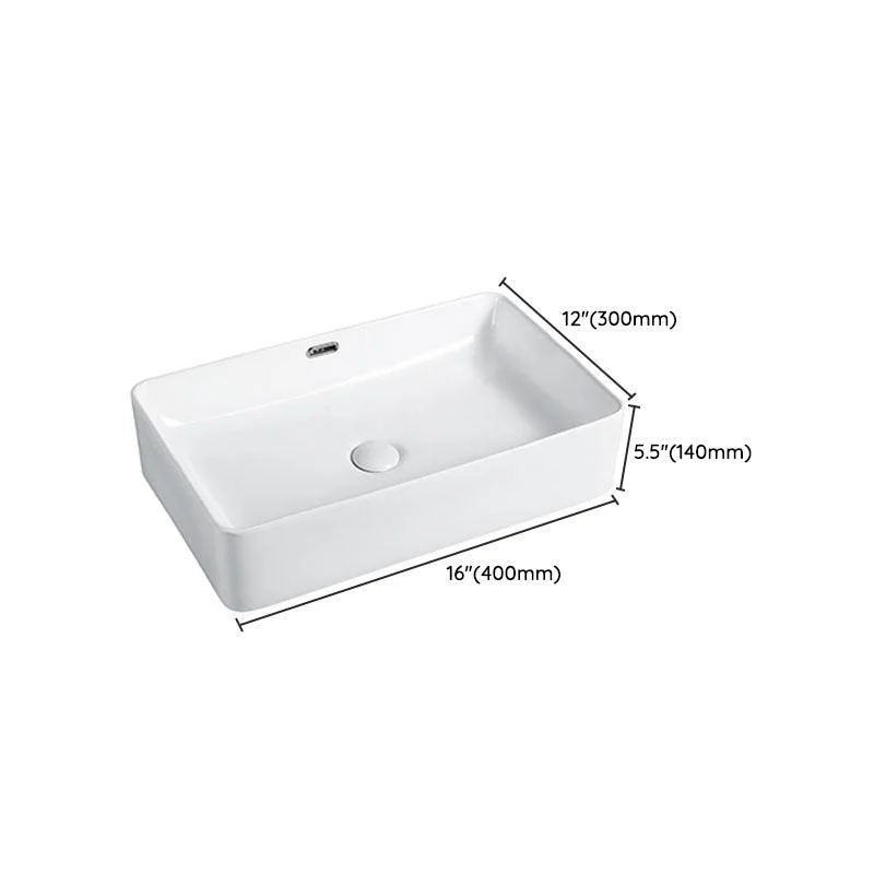 Modern Vessel Bathroom Sink Porcelain with Pop-Up Drain Vessel Sink without Tap -Bathlova