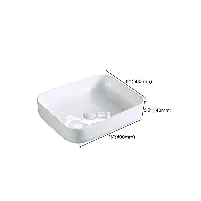 Modern Vessel Bathroom Sink Porcelain with Pop-Up Drain Vessel Sink without Tap -Bathlova