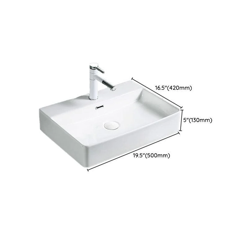 Modern Vessel Bathroom Sink Porcelain with Pop-Up Drain Vessel Sink without Tap -Bathlova