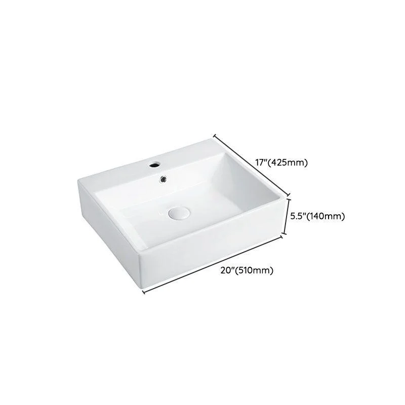 Modern Vessel Bathroom Sink Porcelain with Pop-Up Drain Vessel Sink without Tap -Bathlova