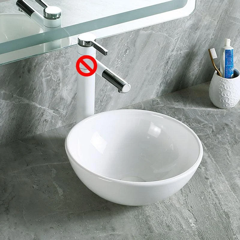 Modern Vessel Bathroom Sink Porcelain with Pop-Up Drain Vessel Sink without Tap -Bathlova