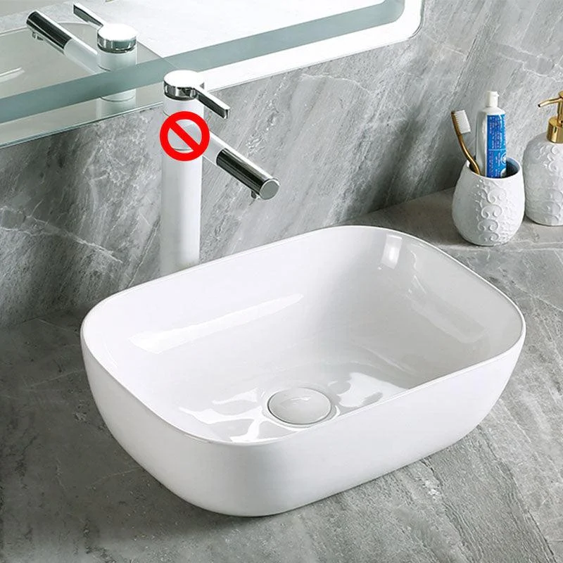 Modern Vessel Bathroom Sink Porcelain with Pop-Up Drain Vessel Sink without Tap -Bathlova