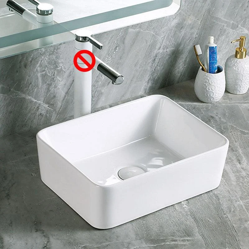 Modern Vessel Bathroom Sink Porcelain with Pop-Up Drain Vessel Sink without Tap -Bathlova