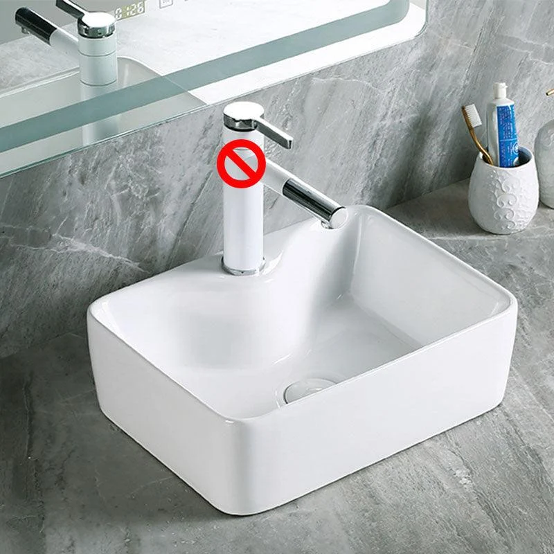 Modern Vessel Bathroom Sink Porcelain with Pop-Up Drain Vessel Sink without Tap -Bathlova