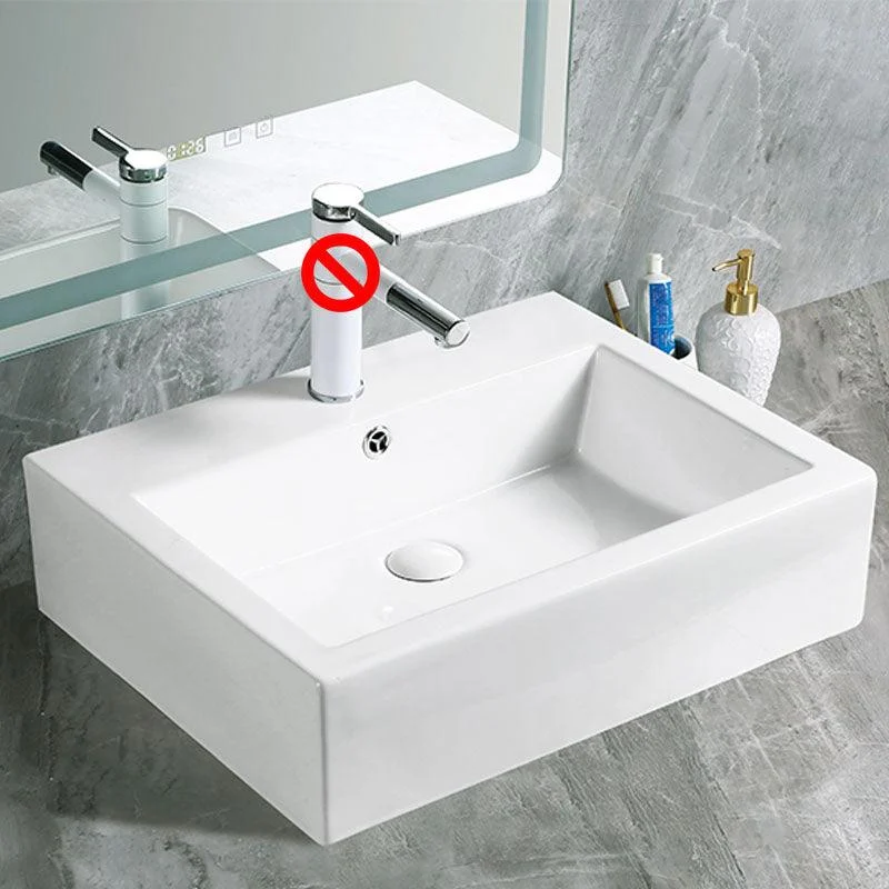 Modern Vessel Bathroom Sink Porcelain with Pop-Up Drain Vessel Sink without Tap -Bathlova