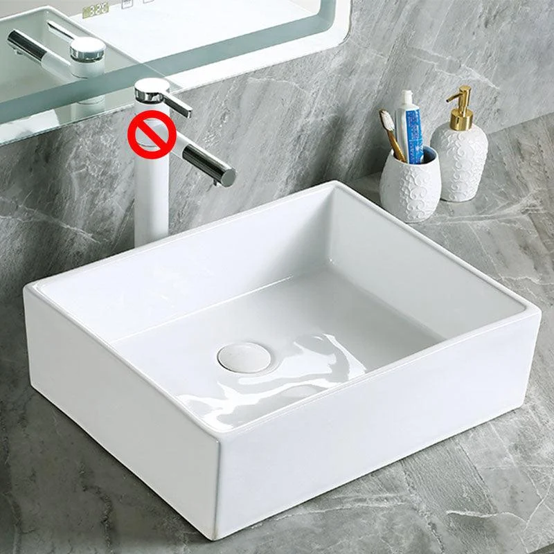 Modern Vessel Bathroom Sink Porcelain with Pop-Up Drain Vessel Sink without Tap -Bathlova