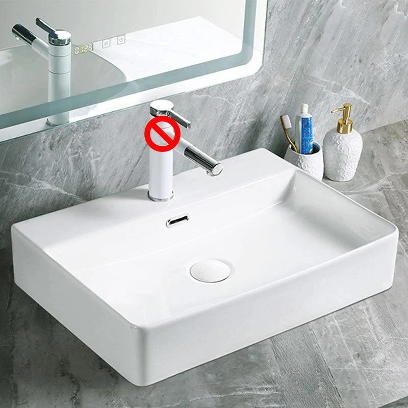 Modern Vessel Bathroom Sink Porcelain with Pop-Up Drain Vessel Sink without Tap -Bathlova