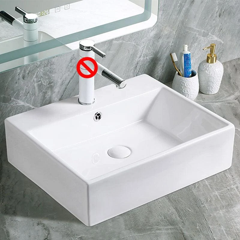 Modern Vessel Bathroom Sink Porcelain with Pop-Up Drain Vessel Sink without Tap -Bathlova