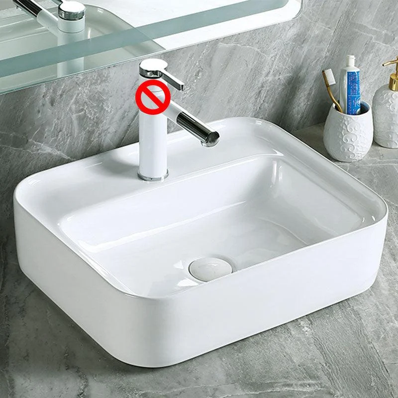 Modern Vessel Bathroom Sink Porcelain with Pop-Up Drain Vessel Sink without Tap -Bathlova