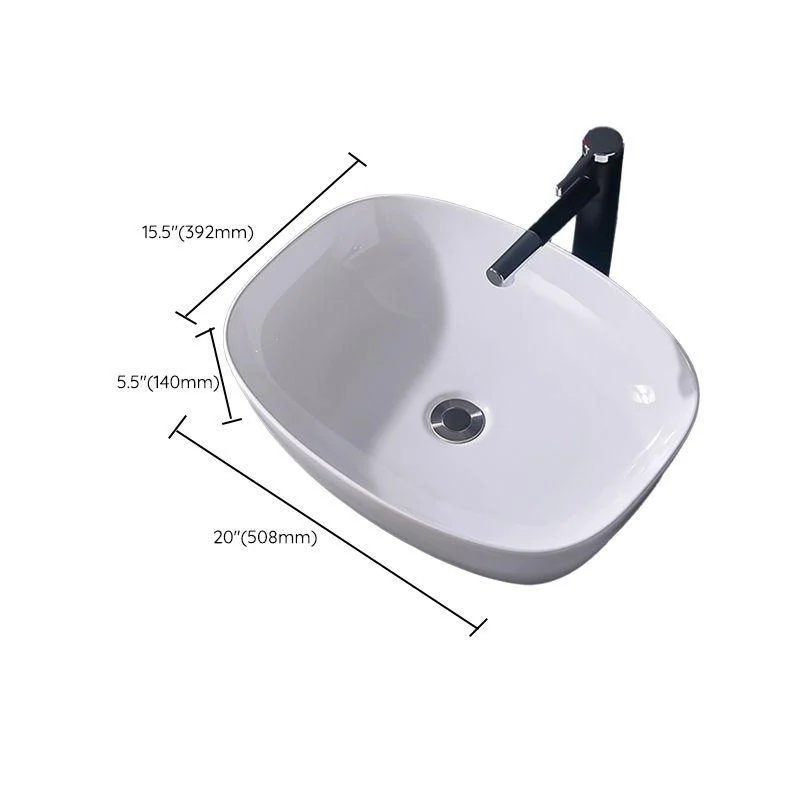 Modern Vessel Bathroom Sink Rectangular Porcelain Basin Sink (Not Include Tap) -Bathlova