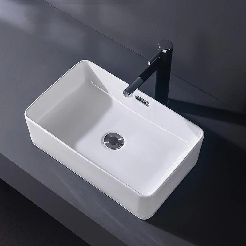 Modern Vessel Bathroom Sink Rectangular Porcelain Basin Sink (Not Include Tap) -Bathlova