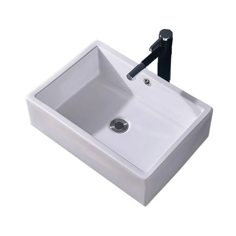 Modern Vessel Bathroom Sink Rectangular Porcelain Basin Sink (Not Include Tap) -Bathlova