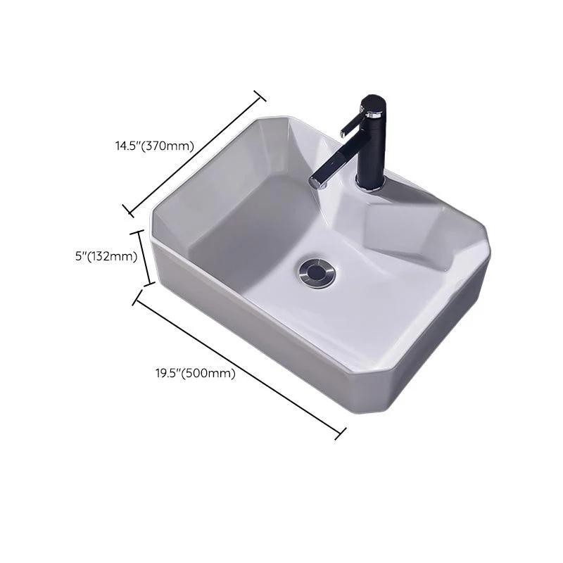 Modern Vessel Bathroom Sink Rectangular Porcelain Basin Sink (Not Include Tap) -Bathlova