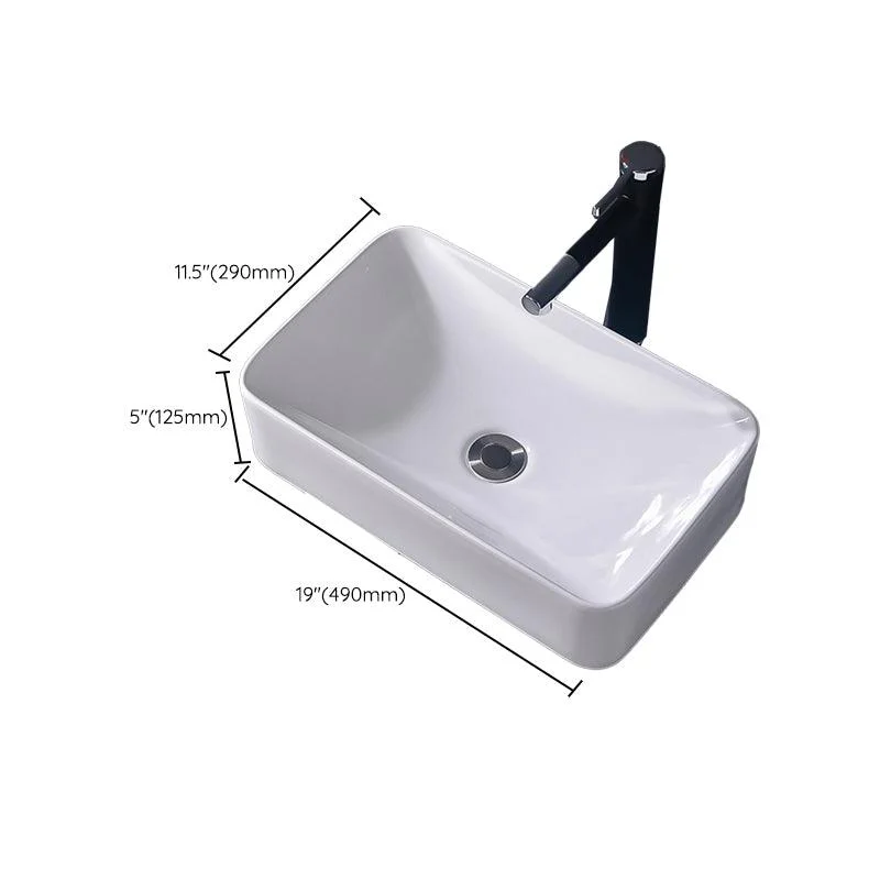 Modern Vessel Bathroom Sink Rectangular Porcelain Basin Sink (Not Include Tap) -Bathlova