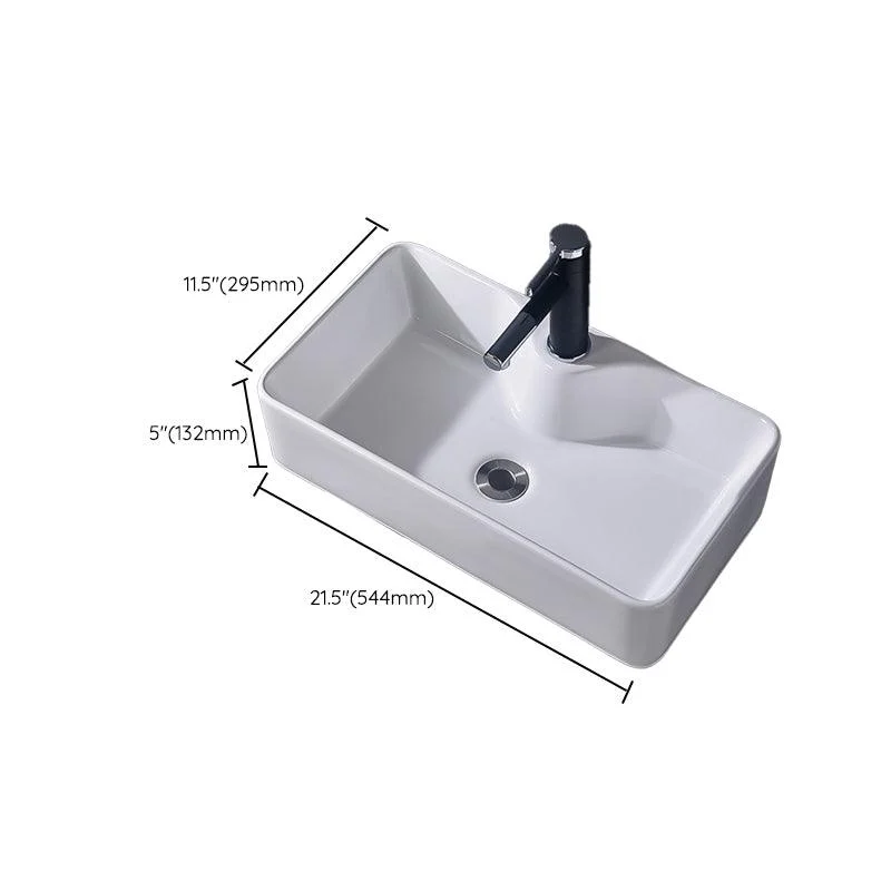 Modern Vessel Bathroom Sink Rectangular Porcelain Basin Sink (Not Include Tap) -Bathlova