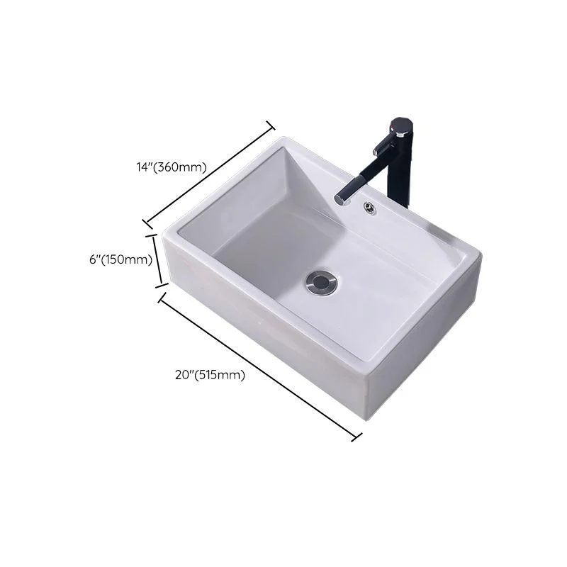 Modern Vessel Bathroom Sink Rectangular Porcelain Basin Sink (Not Include Tap) -Bathlova