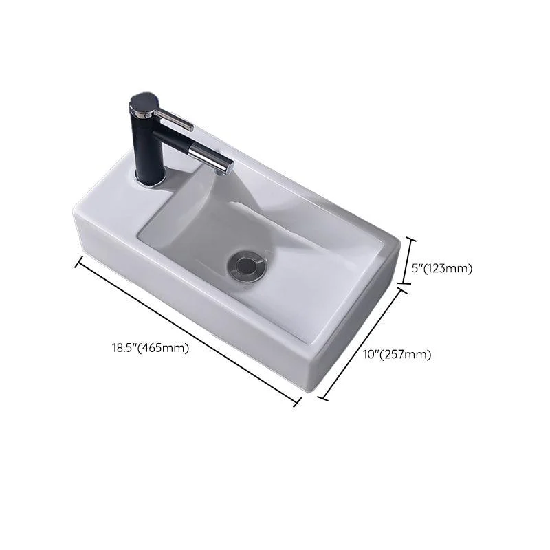 Modern Vessel Bathroom Sink Rectangular Porcelain Basin Sink (Not Include Tap) -Bathlova