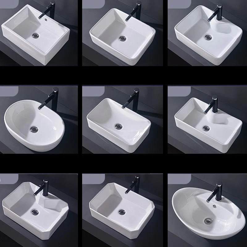 Modern Vessel Bathroom Sink Rectangular Porcelain Basin Sink (Not Include Tap) -Bathlova