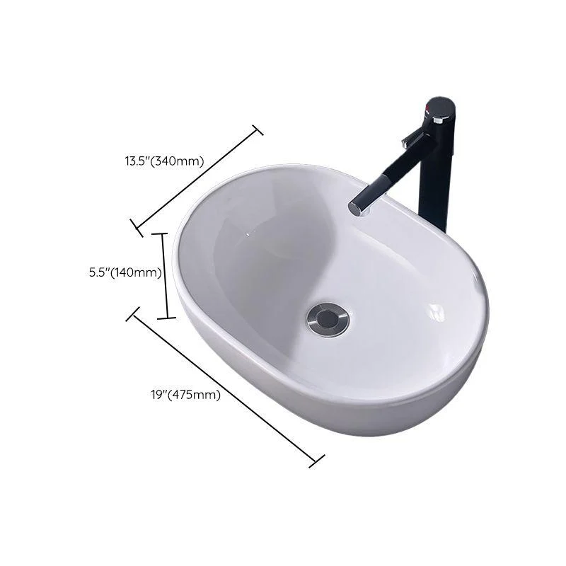 Modern Vessel Bathroom Sink Rectangular Porcelain Basin Sink (Not Include Tap) -Bathlova