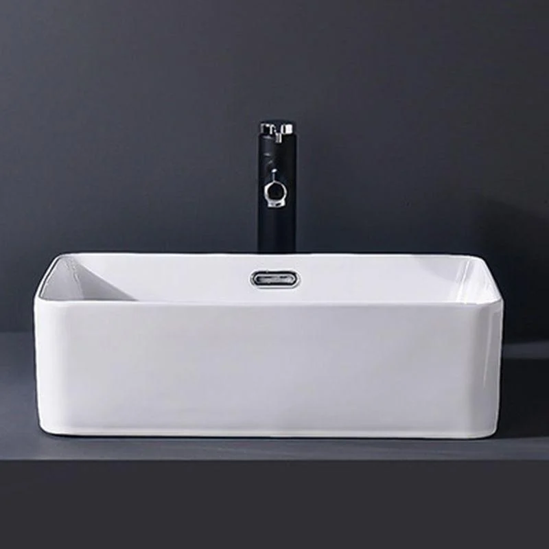 Modern Vessel Bathroom Sink Rectangular Porcelain Basin Sink (Not Include Tap) -Bathlova