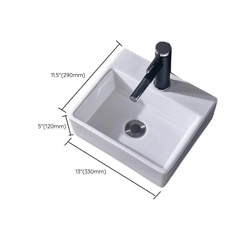 Modern Vessel Bathroom Sink Rectangular Porcelain Basin Sink (Not Include Tap) -Bathlova