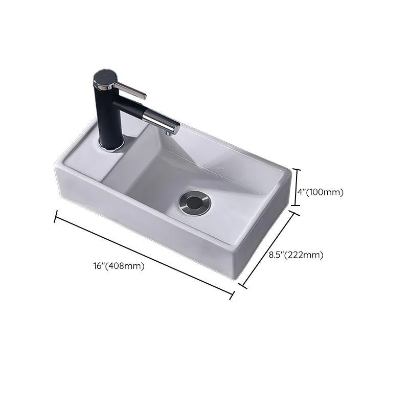 Modern Vessel Bathroom Sink Rectangular Porcelain Basin Sink (Not Include Tap) -Bathlova