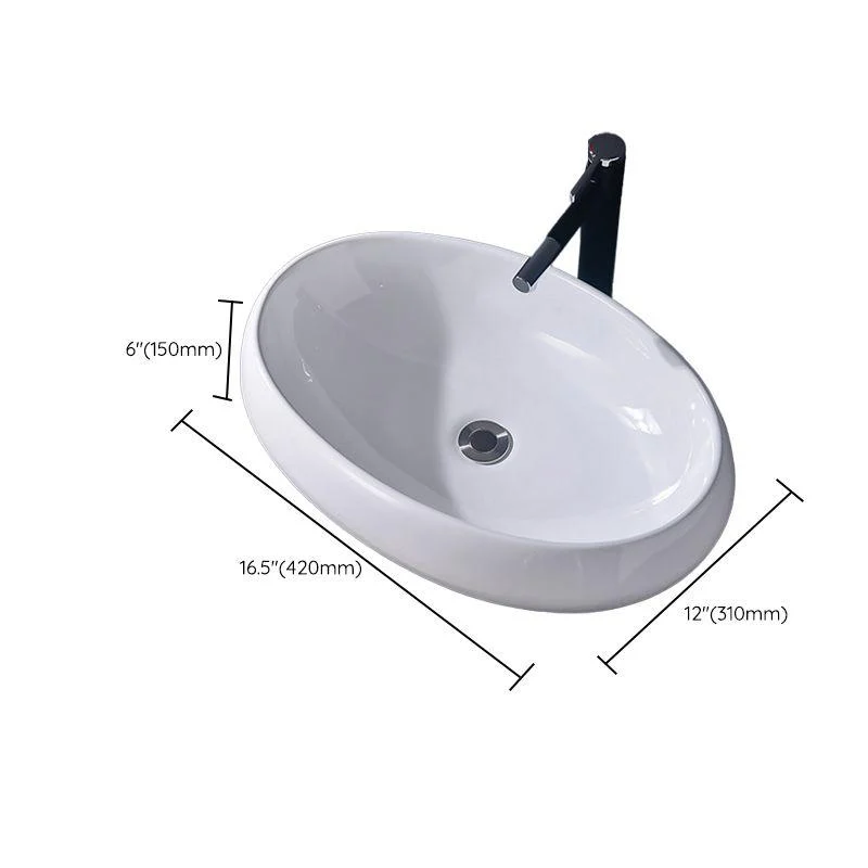 Modern Vessel Bathroom Sink Rectangular Porcelain Basin Sink (Not Include Tap) -Bathlova