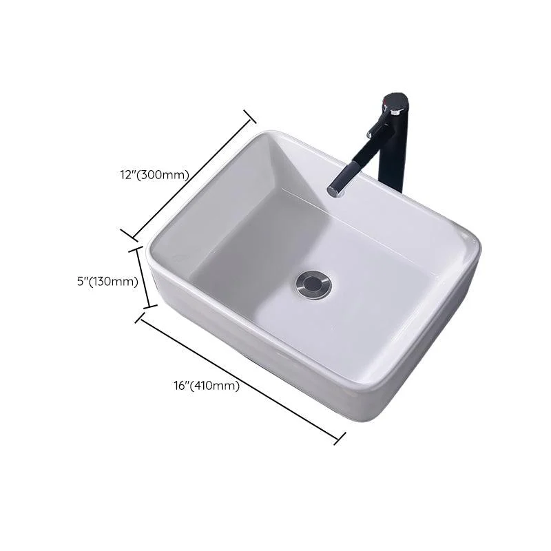 Modern Vessel Bathroom Sink Rectangular Porcelain Basin Sink (Not Include Tap) -Bathlova