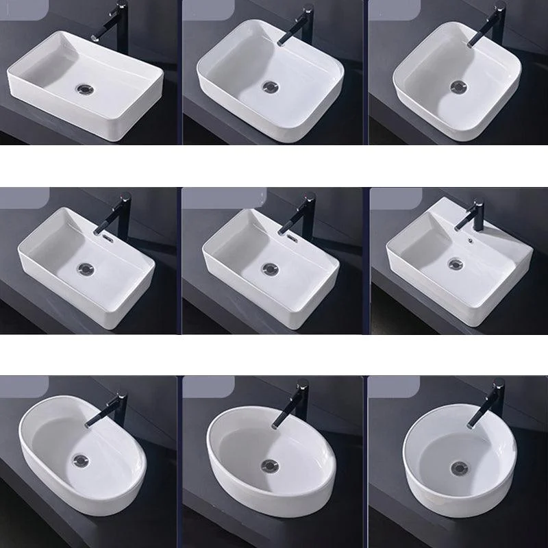 Modern Vessel Bathroom Sink Rectangular Porcelain Basin Sink (Not Include Tap) -Bathlova