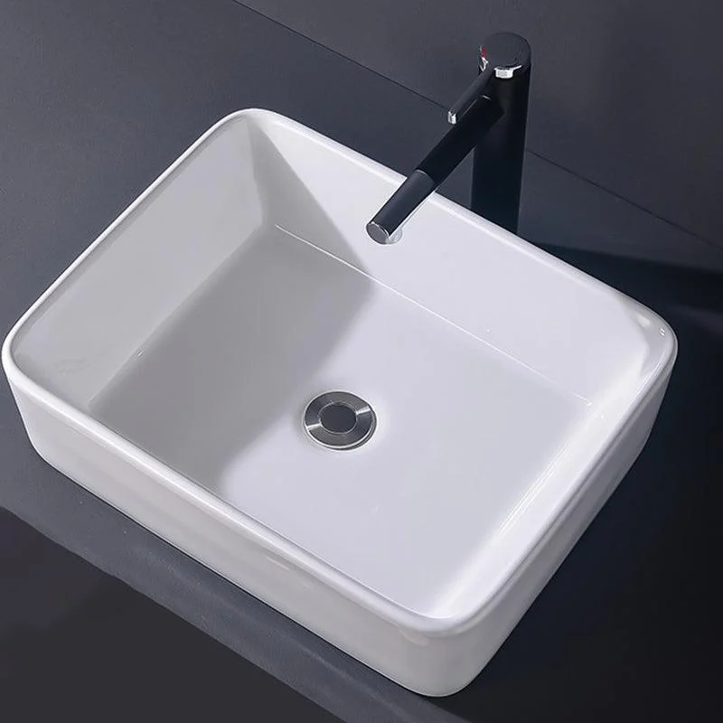 Modern Vessel Bathroom Sink Rectangular Porcelain Basin Sink (Not Include Tap) -Bathlova