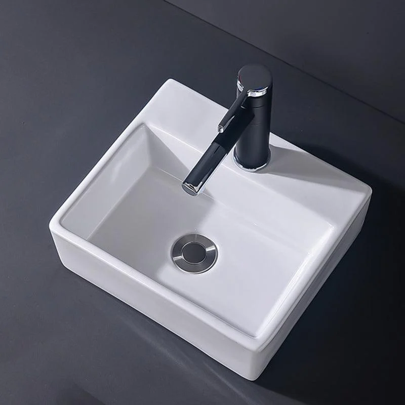 Modern Vessel Bathroom Sink Rectangular Porcelain Basin Sink (Not Include Tap) -Bathlova