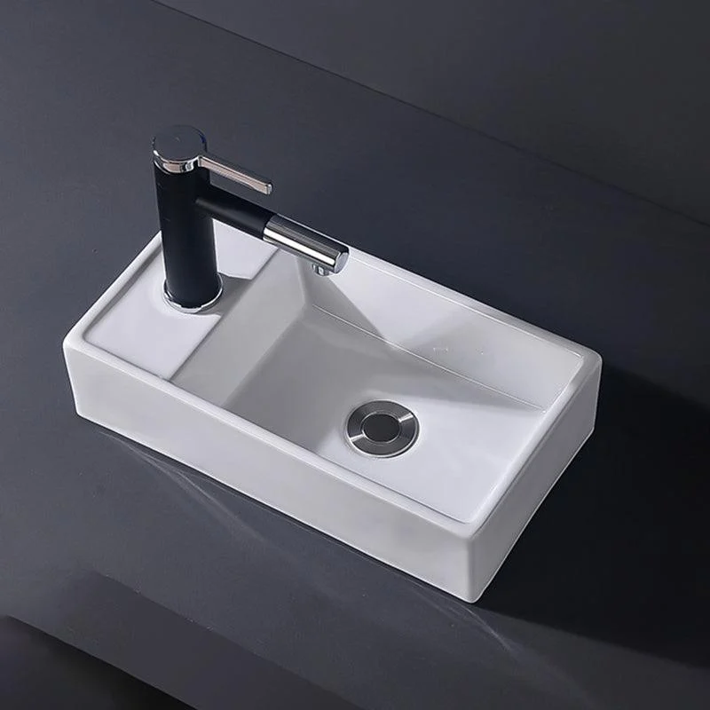 Modern Vessel Bathroom Sink Rectangular Porcelain Basin Sink (Not Include Tap) -Bathlova