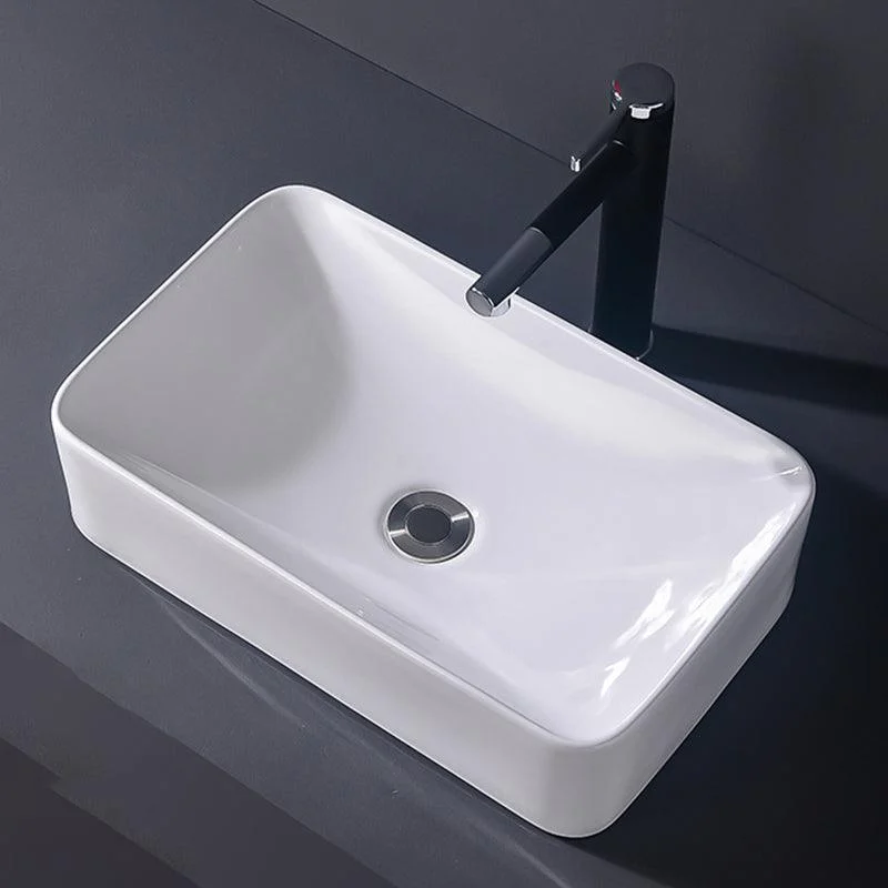 Modern Vessel Bathroom Sink Rectangular Porcelain Basin Sink (Not Include Tap) -Bathlova