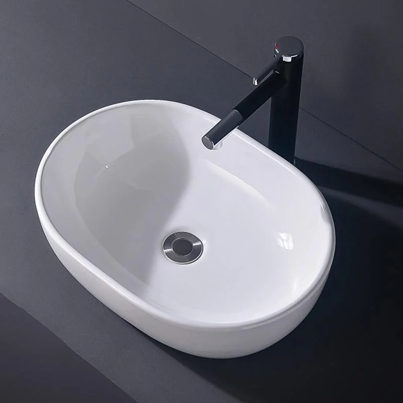 Modern Vessel Bathroom Sink Rectangular Porcelain Basin Sink (Not Include Tap) -Bathlova